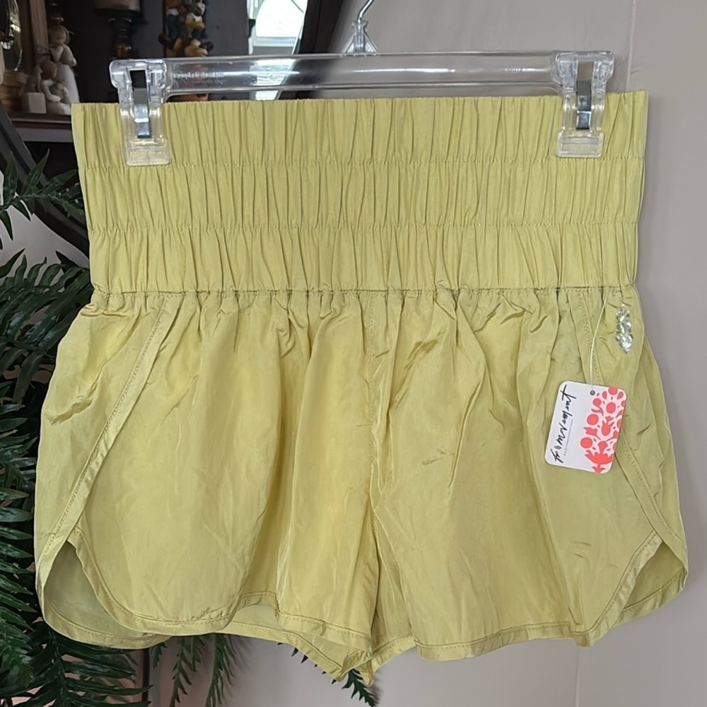 Brand New Free People Movement Way Home Shorts Pomelo Yellow Stretch Waistband
